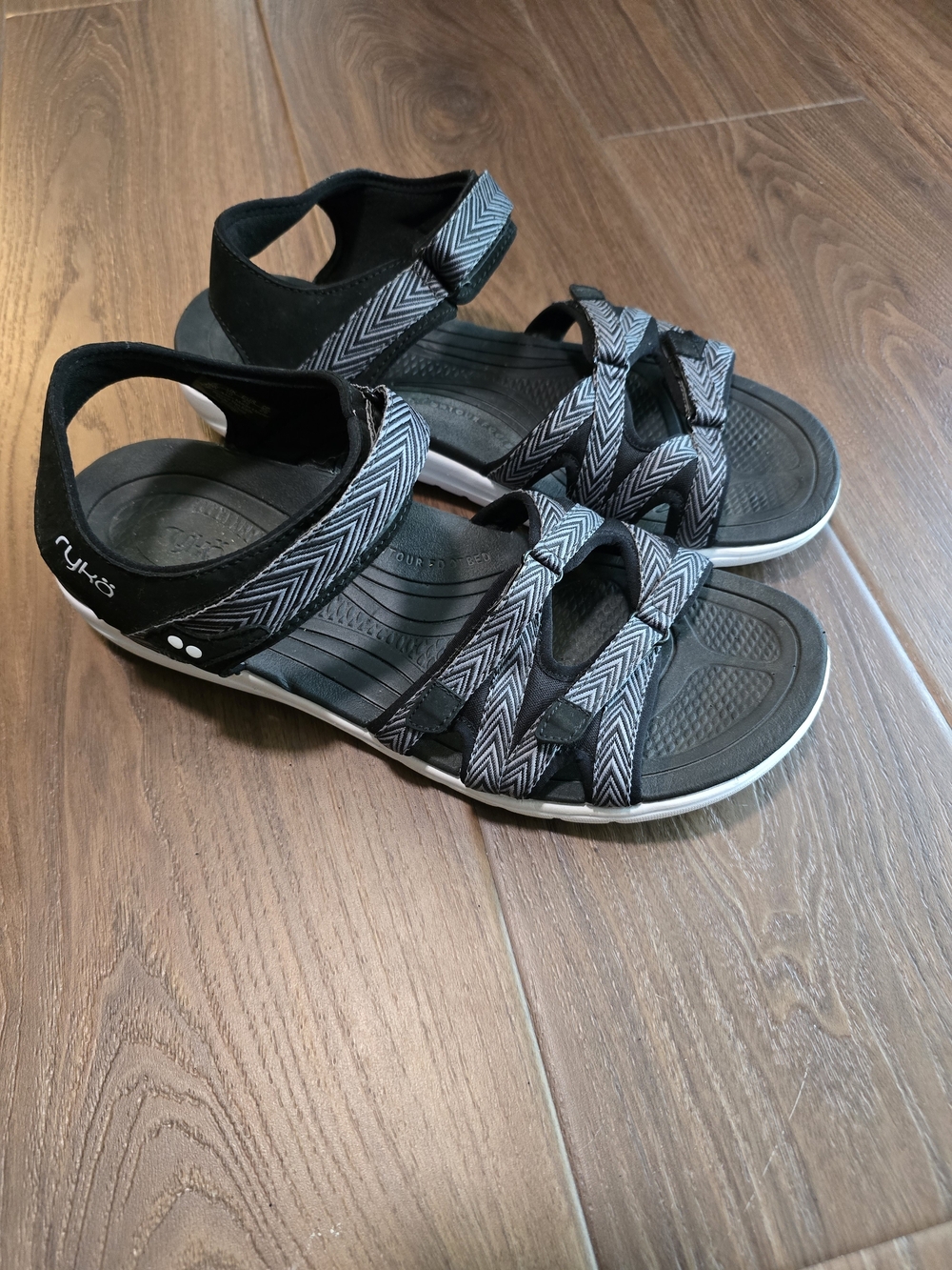 Ryka Men's Black & Gray Patterned Sport Sandals